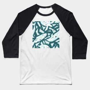 Water Spirit Animals - Salmon, Dolphin, Sea Turtle Pattern Baseball T-Shirt